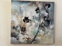 Full view of square abstract floral canvas art print