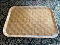 Top view of rectangular basketweave fiberglass tray