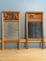 Front view of both washboards showing labels and scrubbing surfaces
