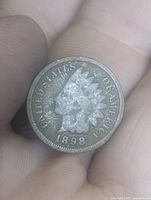 Obverse of 1898 Indian Head cent showing date and Liberty portrait