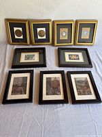 All nine framed prints laid out