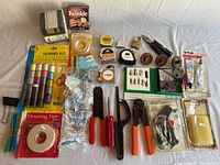 Wide shot of entire lot showing all tools, sewing kit, hardware packs and adhesives