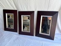 Front view of all three mirrors side by side showing frame color and inner trim.