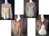 Composite view showing all four garments on mannequin