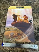 Envelope folder front with Pride Rock artwork and ruler for scale