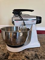 Stand mixer with bowl attached