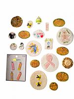 All items laid out showing fronts and relative sizes