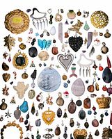 Full lot overview showing all pendants and charms