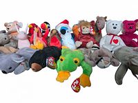 Front view showing full lot of Beanie Babies in two rows