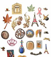 Group shot of all pins and brooches