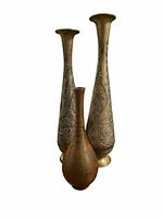 Front view showing all three vases and etched patterns