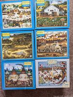 All six puzzle boxes front view