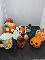 Group shot showing all eight Halloween/fall decor items
