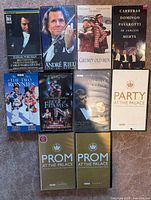 All ten VHS tapes laid out, front covers visible