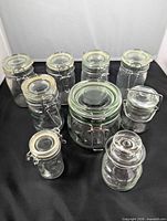 group view of all nine glass canisters