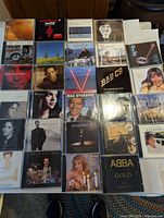 Overview of 24 of the 28 CDs laid out on table