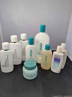 Front view of all ten Avon skincare items
