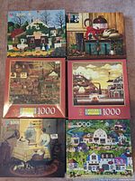 All six boxed puzzles arranged for overview