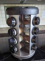 Full view of Cuisinart rotating spice rack with jars inserted