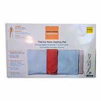 Front of sealed box showing product name, image of blue pad, size, features