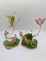 both stained glass tea light holders front view