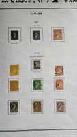 Full album page showing 10 Canadian Queen Victoria stamps