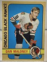 Front of 1972-73 O-Pee-Chee Dan Maloney #264 card showing player image and team graphics
