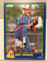 Front of 1989 Score Randy Johnson rookie card