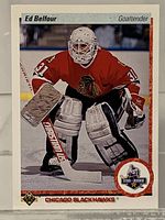 Front of Ed Belfour 1990-91 Upper Deck Star Rookie card