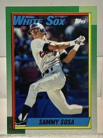 Front of 1990 Topps #692 Sammy Sosa rookie card