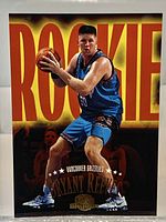 Front of Bryant Reeves rookie card showing player in action and design details