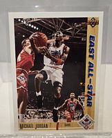 Front view of Michael Jordan Upper Deck East All-Star #69 trading card in sleeve