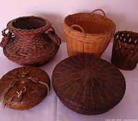 Group shot of all five baskets showing sizes and shapes