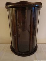 Front view showing curved glass and door