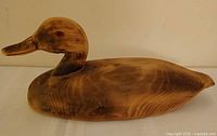 Profile of full duck decoy displaying torched grain finish