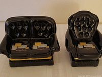 Front view of sofa and armchair trinket boxes closed