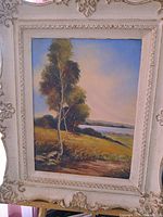 Framed painting showing landscape scene