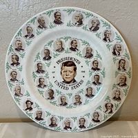 Full view of plate front showing all presidential portraits