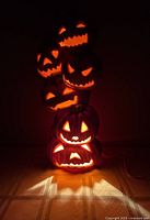 Decoration lit to show glowing carved faces