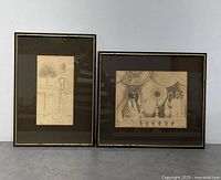 Both framed drawings side by side front view