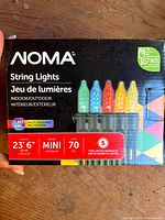 Box showing Noma LED String Lights with specifications