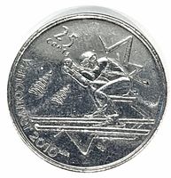 Reverse showing downhill skier design and Vancouver 2010 inscription