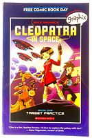 Front cover of Cleopatra in Space FCBD comic showing title, artwork and branding
