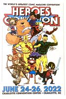 Front cover showing Heroes Convention 40 comic program booklet with characters and event details
