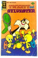 Front cover of Tweety and Sylvester comic showing wear