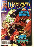 Front cover showing Warlock #2 comic, characters Warlock and Captain Marvel