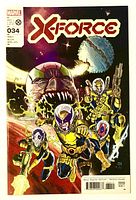 Front cover of X-Force #34 comic showing characters and issue details