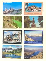 All eight Washington State postcards arranged in two columns