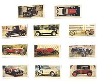 Front views of 11 Black Cat Vintage Cars cards