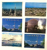 All six postcards front view showing images and layout
